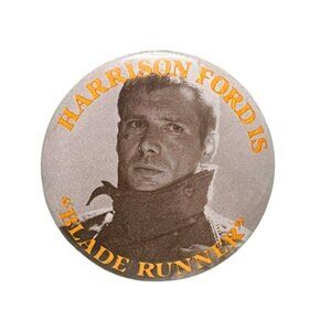 Vintage 1982 Promo Button Harrison Ford is Blade‎ Runner Pinback Button Pin